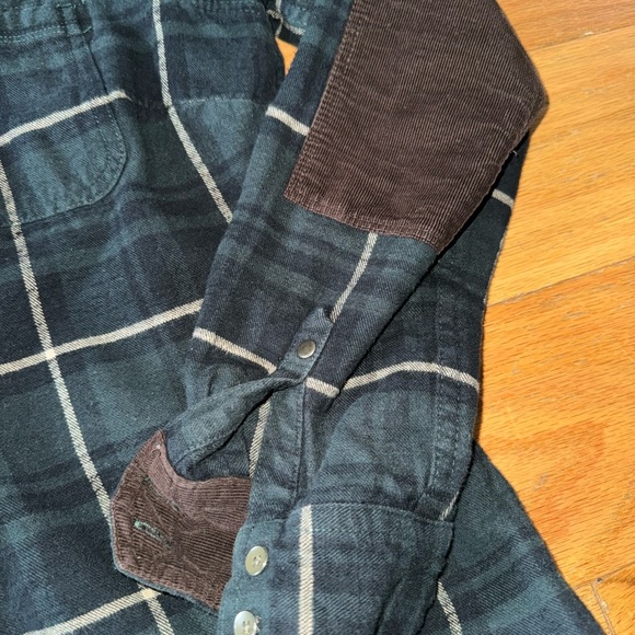 Vintage Eddie Bauer plaid button down with corduroy collar elbows and cuffs M - Picture 3 of 6